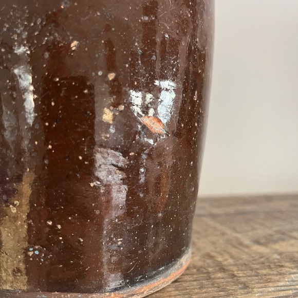 Antique Brown Ceramic Crock - Picture 2 of 5